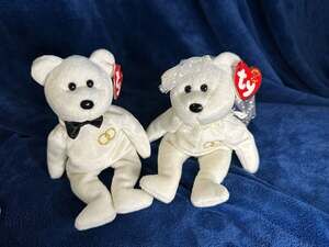 Ty Beanie Baby Bride and Groom Wedding Bears Set of 2